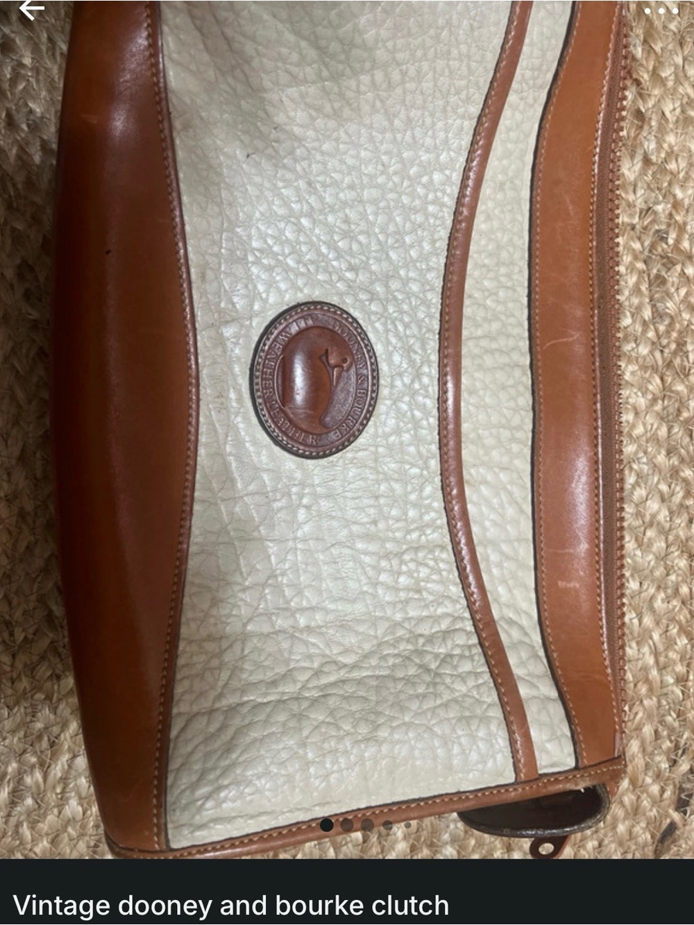 Vintage Dooney & Bourke Tan and Cream Leather Clutch